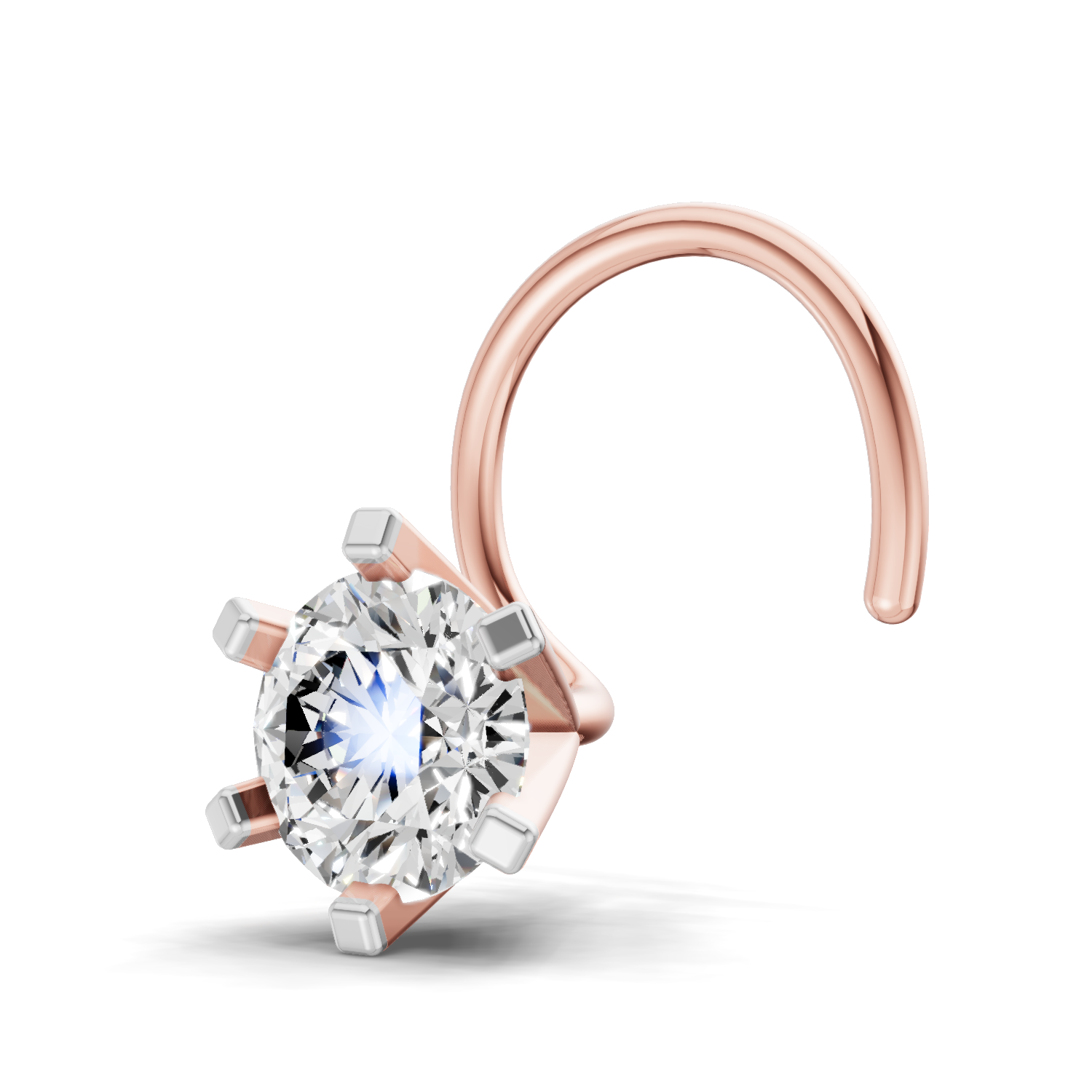 14K Gold-Screw 0.35 Carat Diamond Round Shape Nose Pin