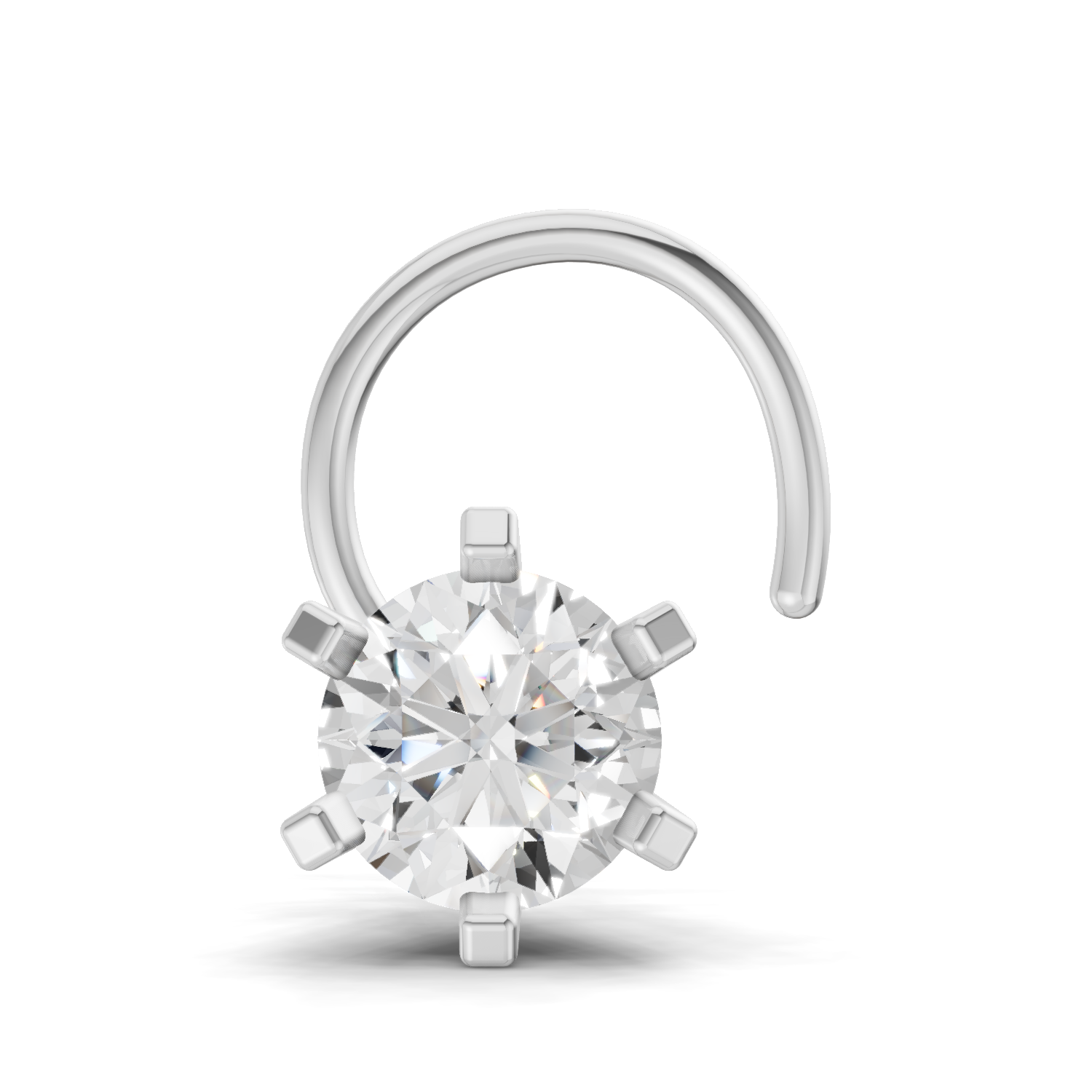 14K Gold-Screw 0.35 Carat Diamond Round Shape Nose Pin