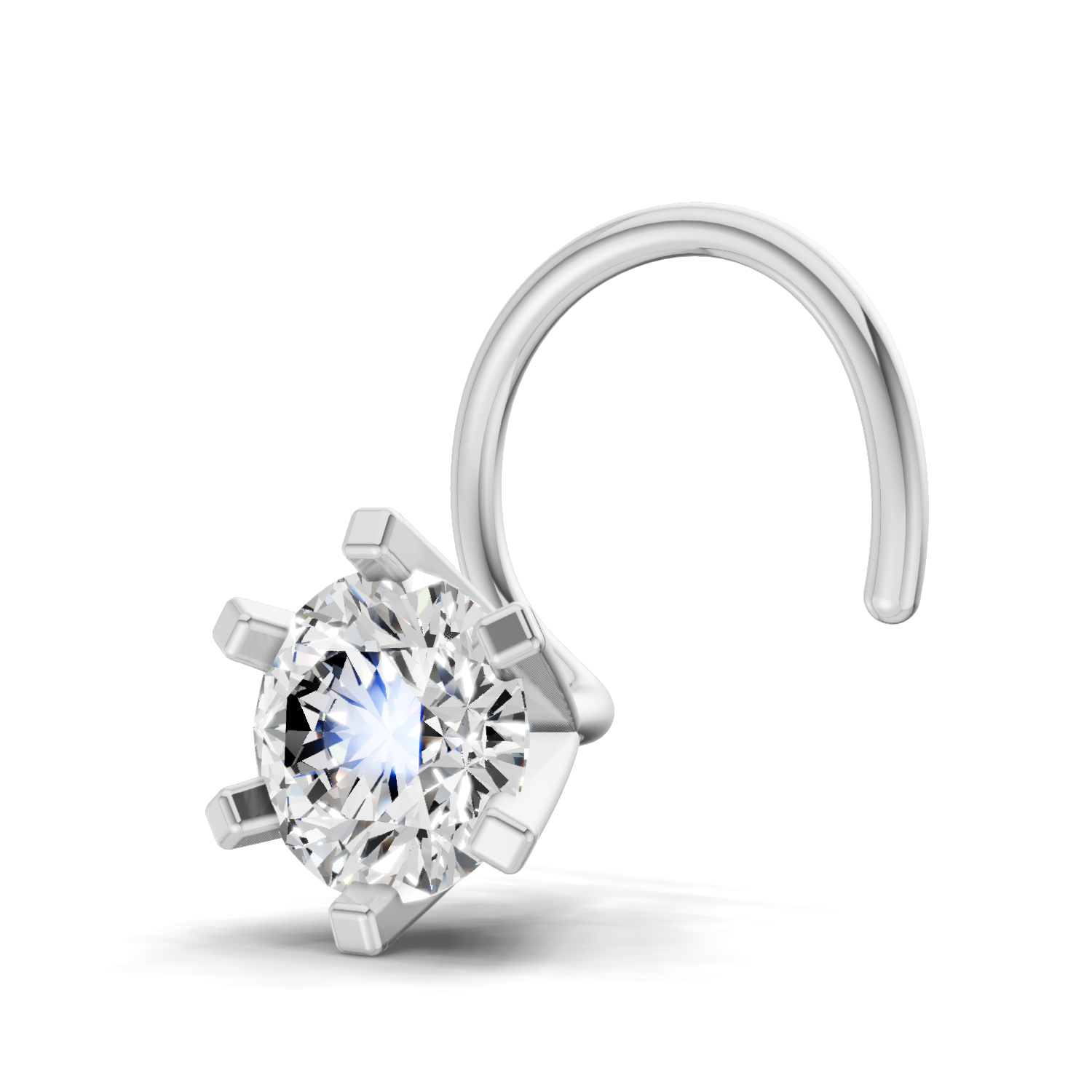 14K Gold-Screw 0.35 Carat Diamond Round Shape Nose Pin