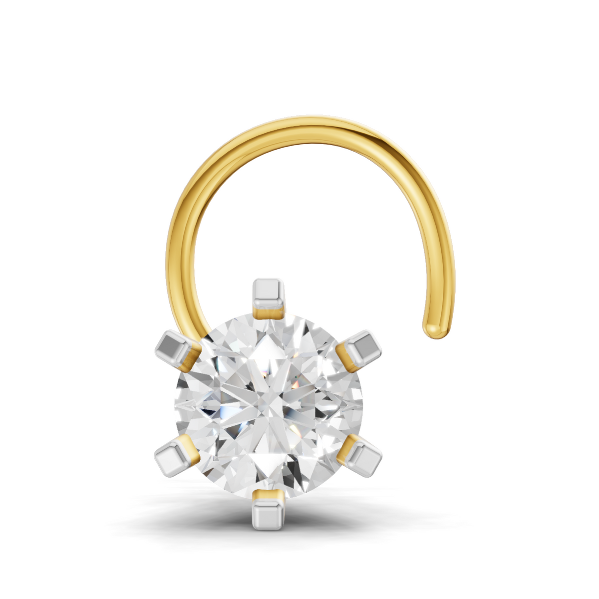14K Gold-Screw 0.35 Carat Diamond Round Shape Nose Pin
