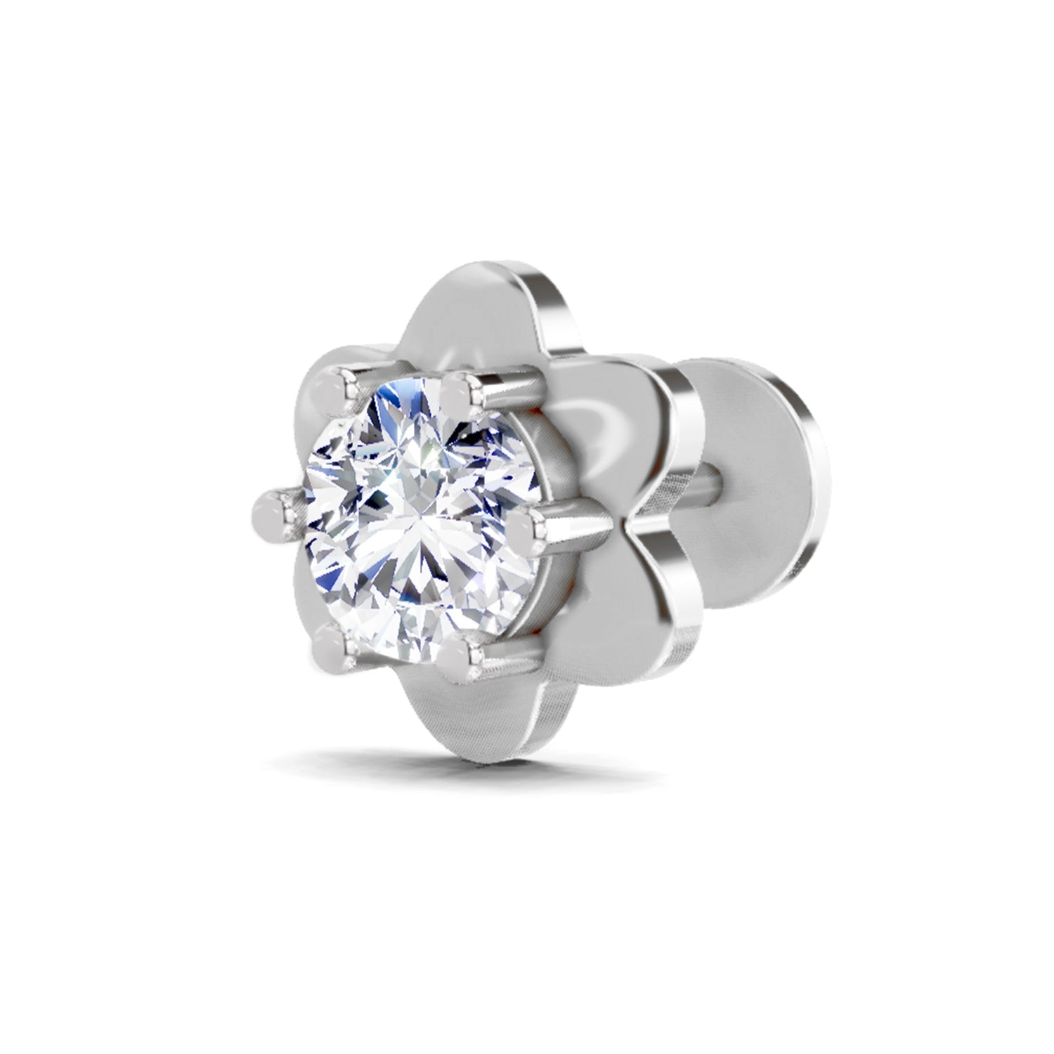 14K Gold-Screw 0.5 Carat Diamond Round Shape Solitaire Nose Pin