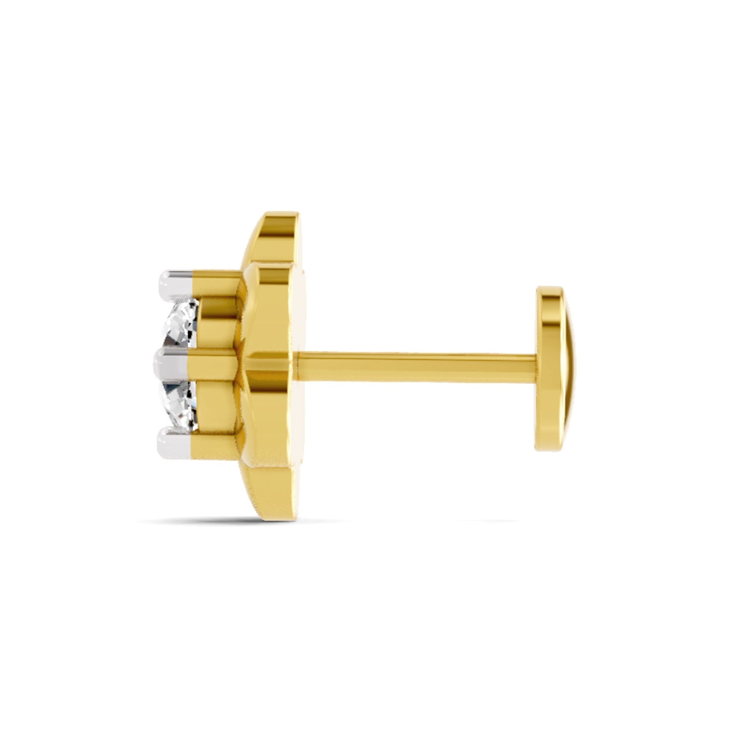 14K Gold-Screw 0.5 Carat Diamond Round Shape Solitaire Nose Pin