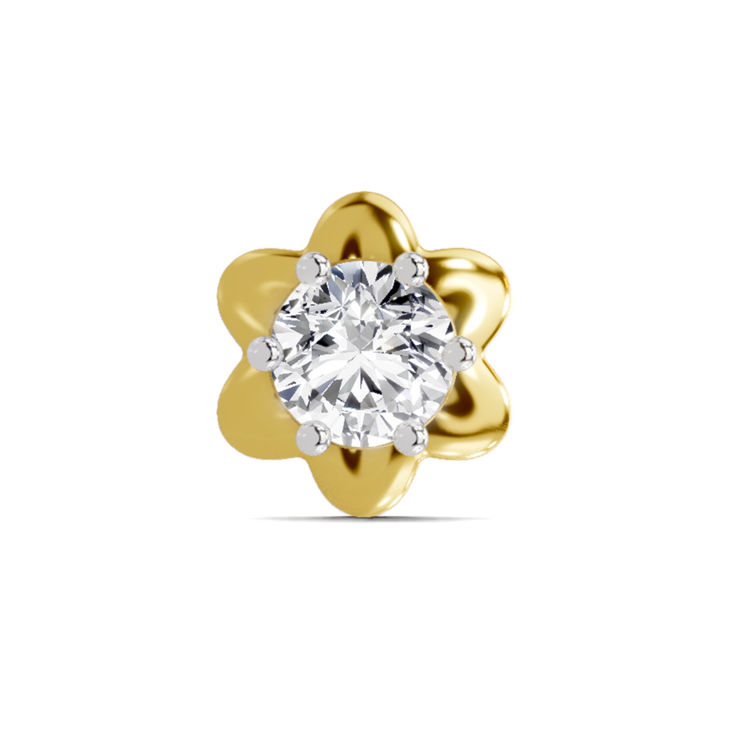14K Gold-Screw 0.5 Carat Diamond Round Shape Solitaire Nose Pin