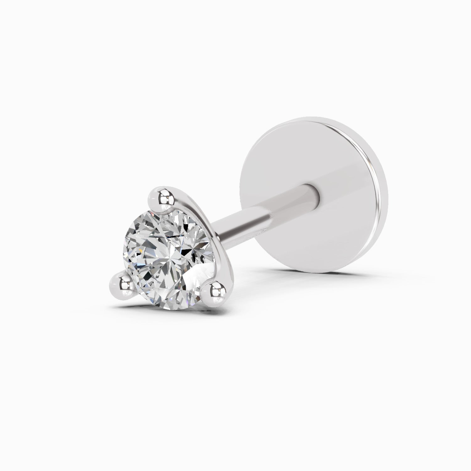 14K Gold 0.09 Ct Round Shape Solitaire Diamond Nose Pin