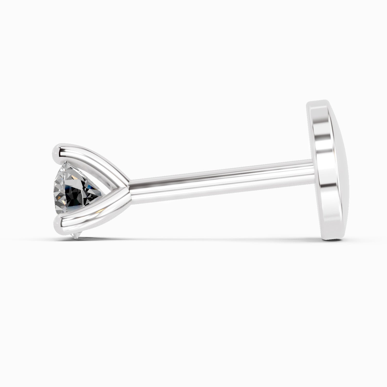 14K Gold 0.09 Ct Round Shape Solitaire Diamond Nose Pin