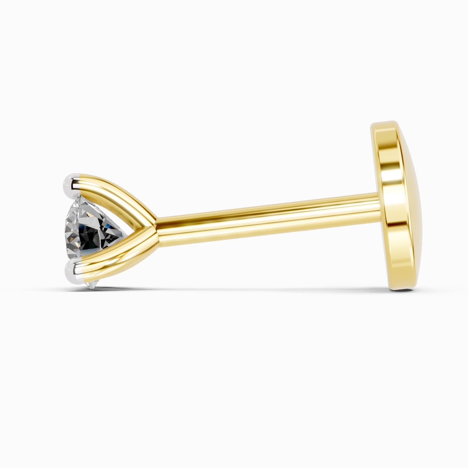 14K Gold 0.09 Ct Round Shape Solitaire Diamond Nose Pin