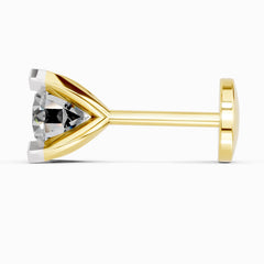 14K Gold-Screw 0.10 Carat Diamond Round Shape Solitaire Nose Pin