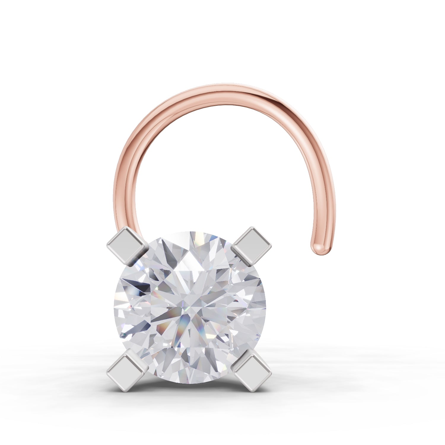 14K Gold 0.10 Ct Diamond Round Shape Solitaire Nose Pin