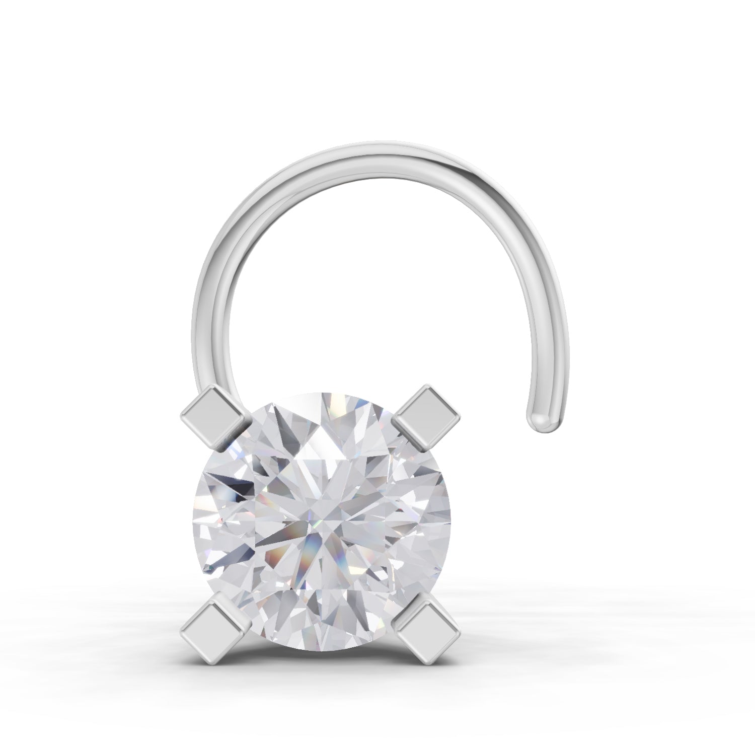 14K Gold 0.10 Ct Diamond Round Shape Solitaire Nose Pin