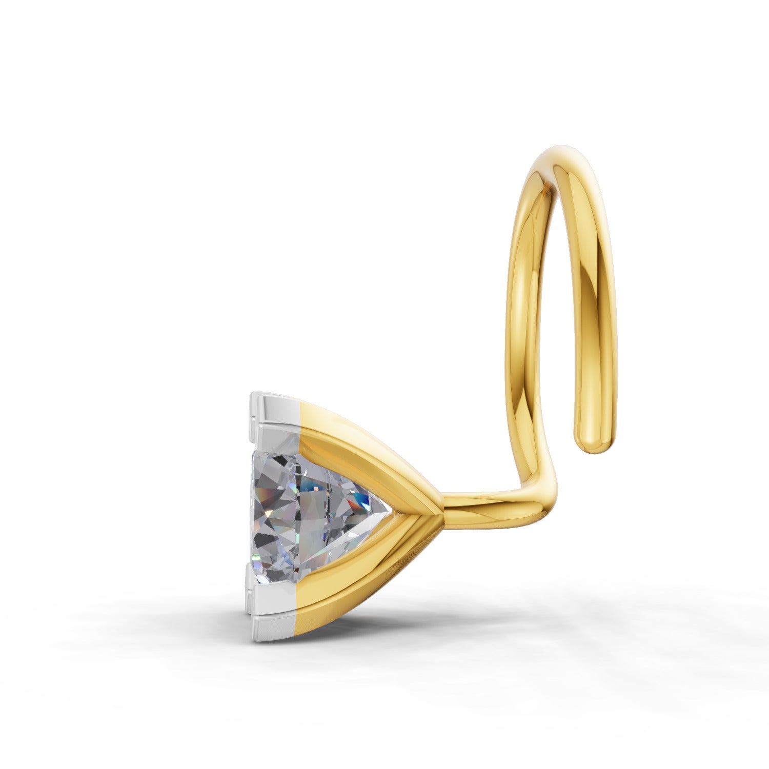 14K Gold 0.21 Ct Diamond Round Shape 4 Prong Solitaire Nose Pin.