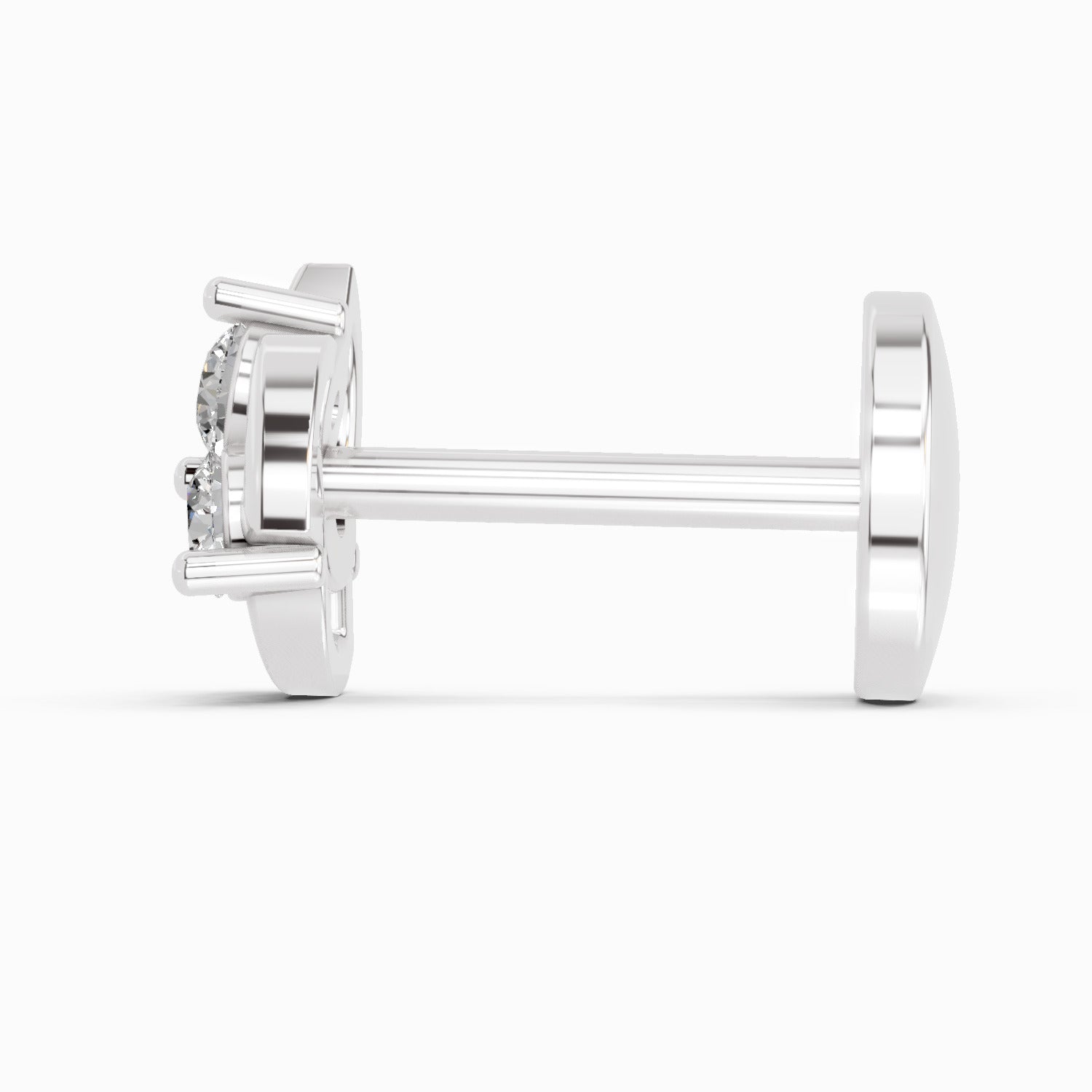 14K Gold 0.06 Ct Diamond Floral Stud Round Shape Nose pin