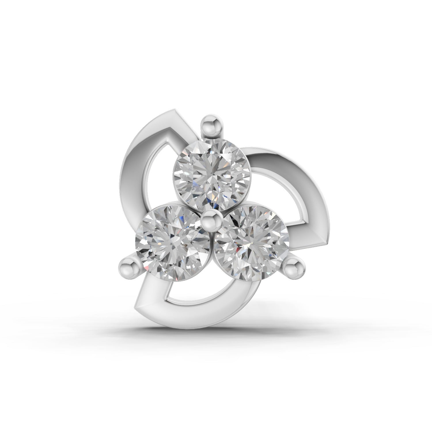 14K Gold 0.06 Ct Diamond Floral Stud Round Shape Nose pin