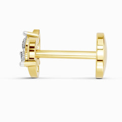 14K Gold 0.06 Ct Diamond Floral Stud Round Shape Nose pin