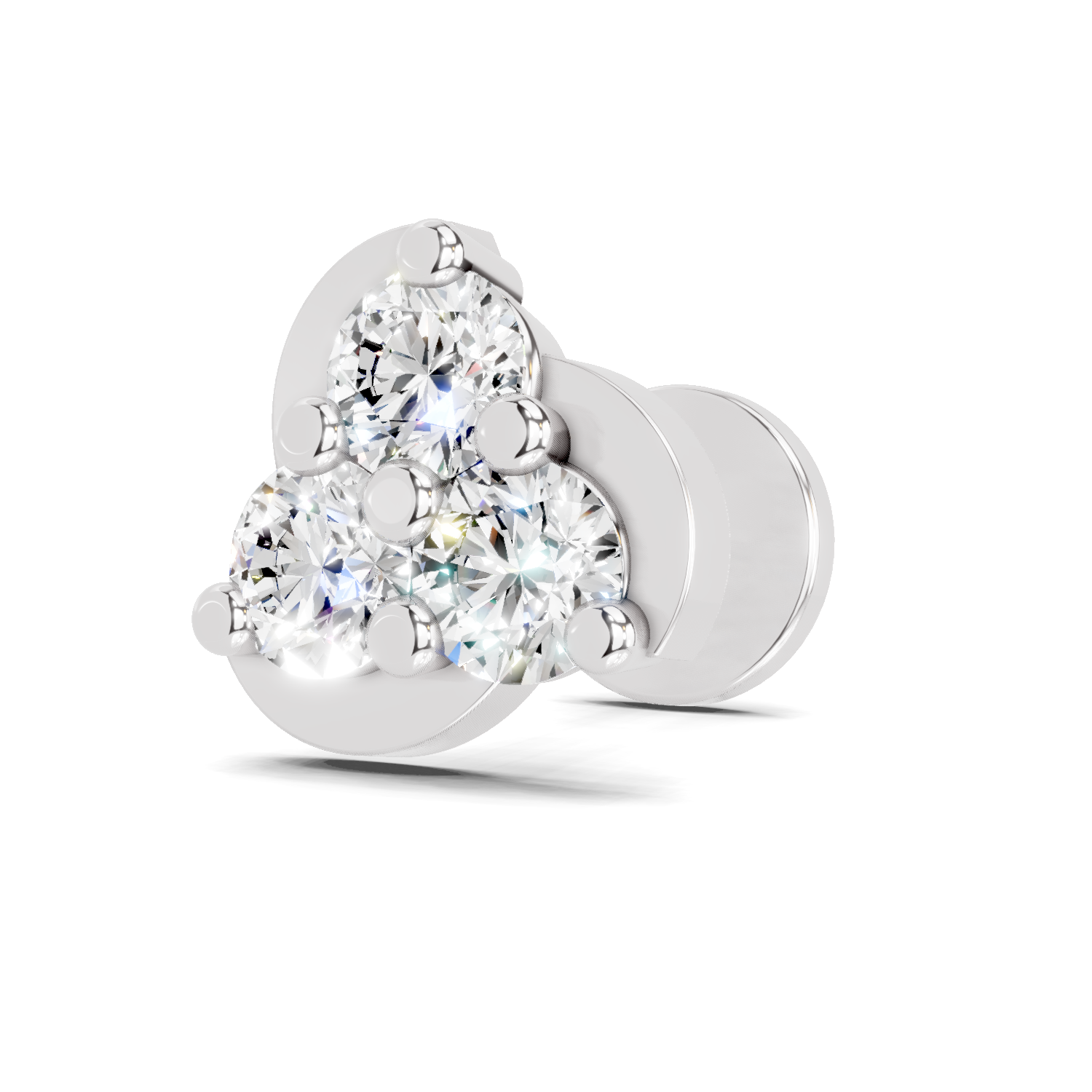 14K Gold-Screw 0.23 Carat Diamond Round Shape floral cluster Nose Pin.