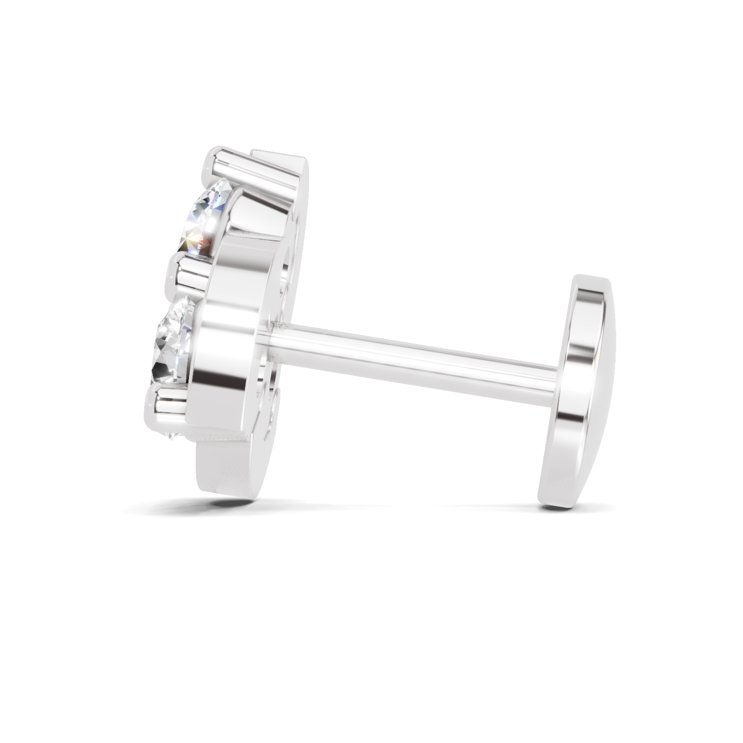 14K Gold-Screw 0.23 Carat Diamond Round Shape floral cluster Nose Pin.