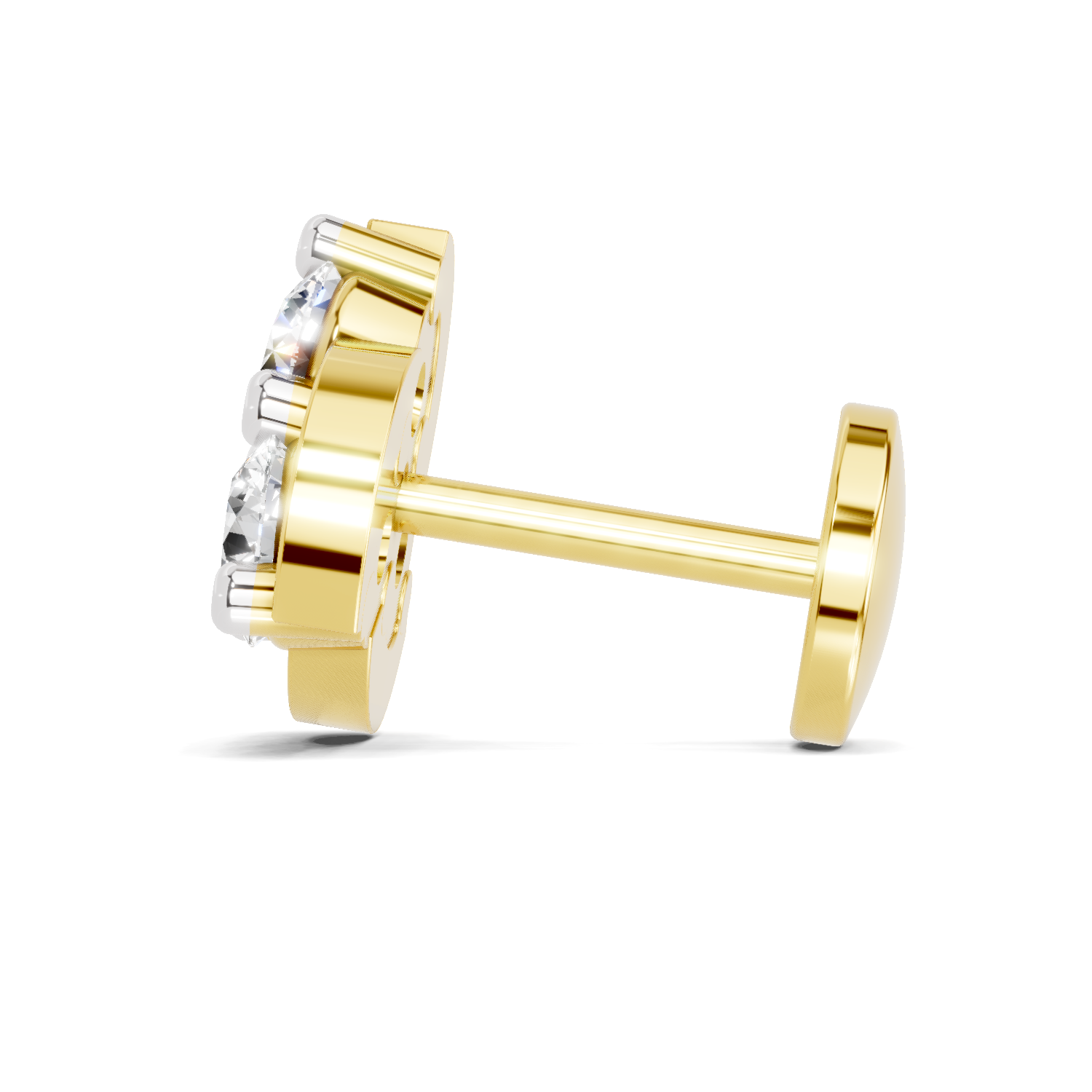 14K Gold-Screw 0.23 Carat Diamond Round Shape floral cluster Nose Pin.