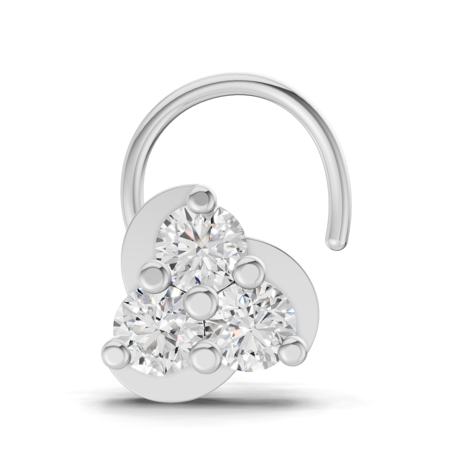 14K Gold 0.23 Carat Diamond Round Shape floral cluster Nose Pin.