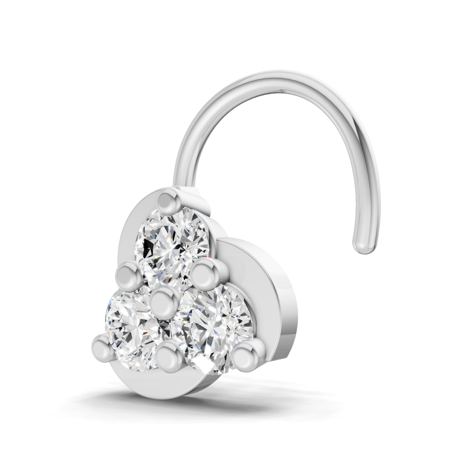 14K Gold 0.23 Carat Diamond Round Shape floral cluster Nose Pin.