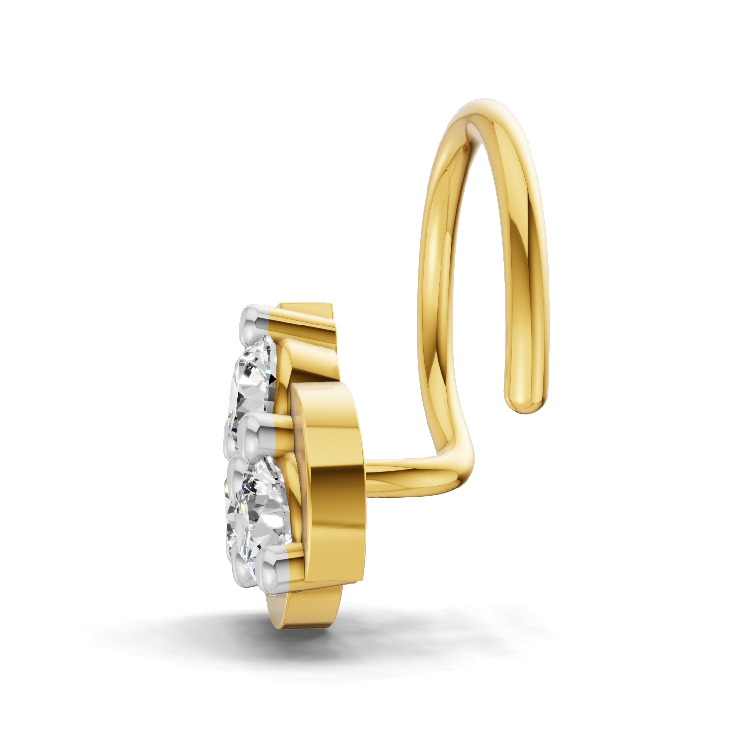 14K Gold 0.23 Carat Diamond Round Shape floral cluster Nose Pin.