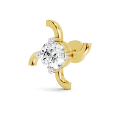 14K Gold-Screw 0.5 Carat Diamond Round Shape Nose Pin.
