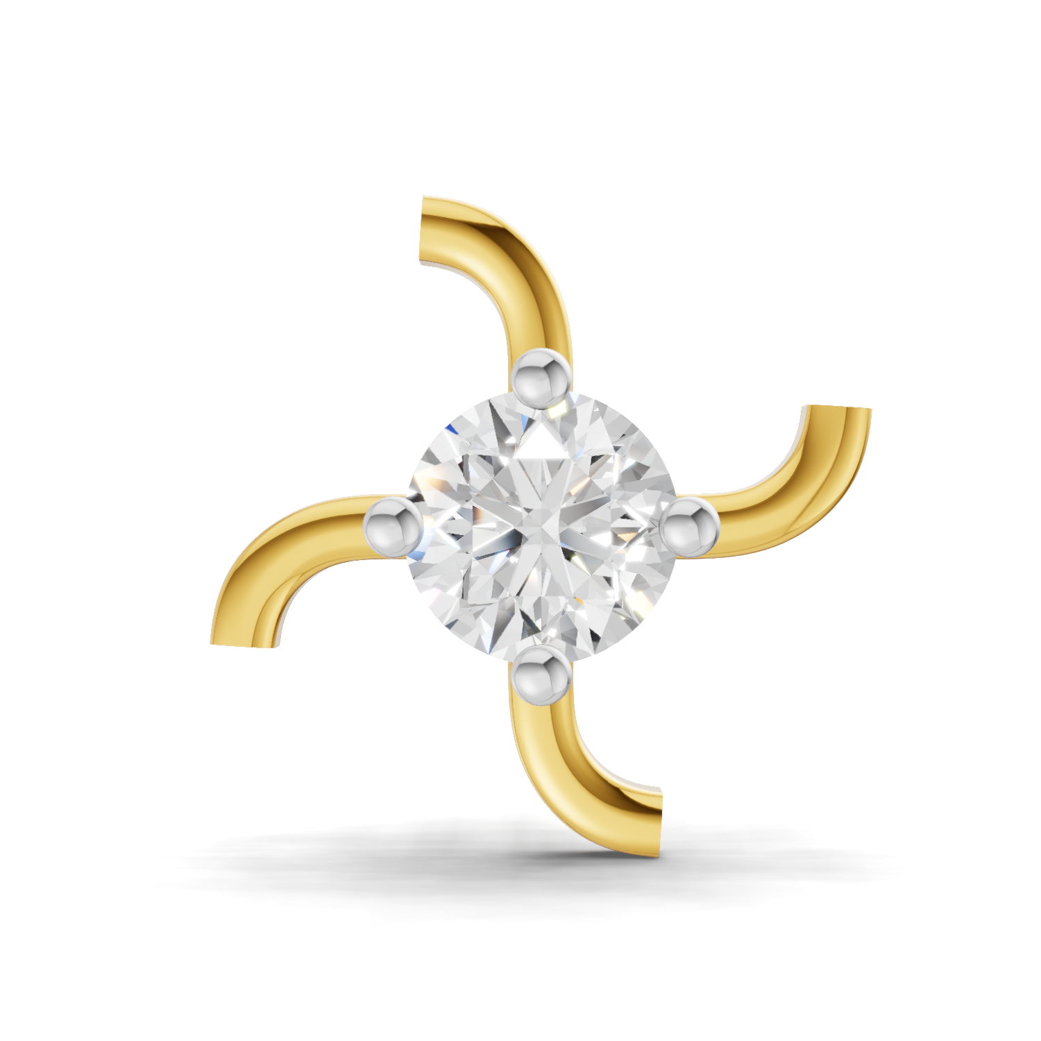 14K Gold-Screw 0.5 Carat Diamond Round Shape Nose Pin.