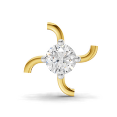 14K Gold-Screw 0.5 Carat Diamond Round Shape Nose Pin.