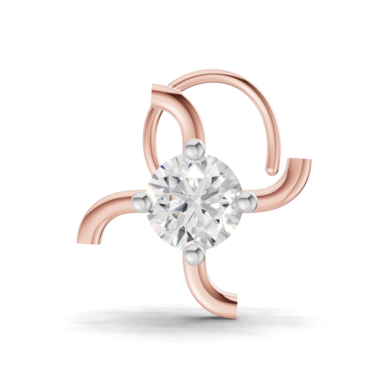 14K Gold 0.5 Carat Diamond Round Shape Nose Pin