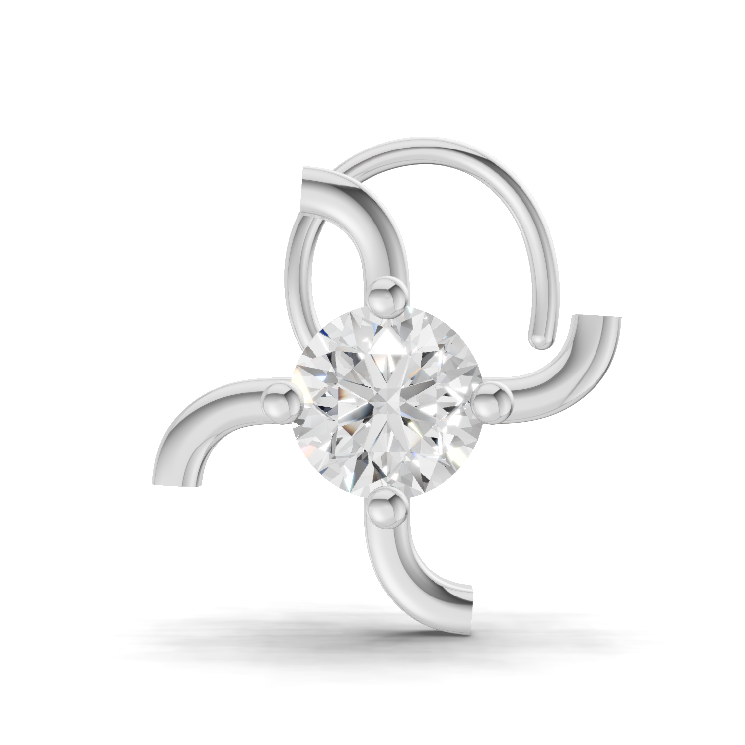 14K Gold 0.5 Carat Diamond Round Shape Nose Pin