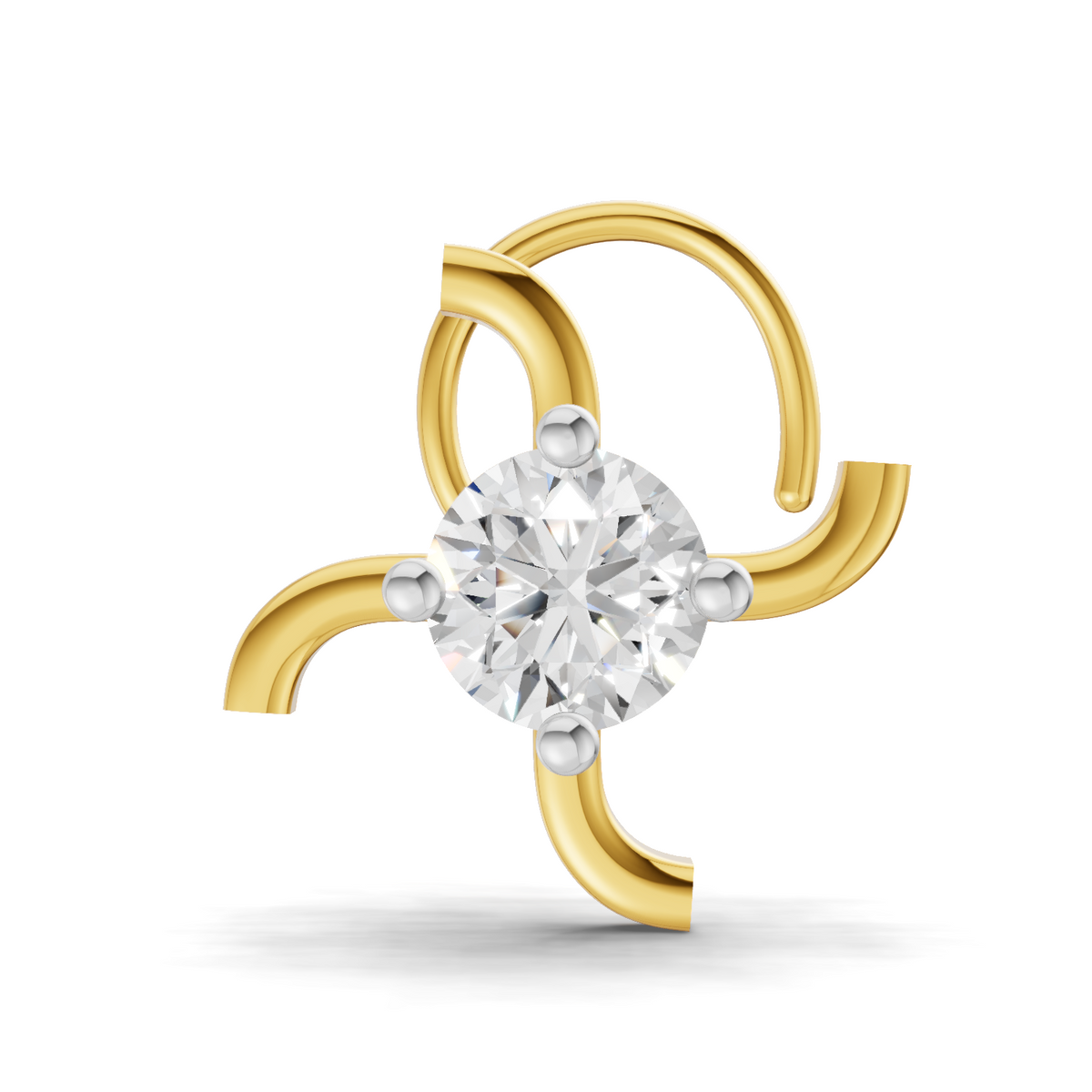 14K Gold 0.5 Carat Diamond Round Shape Nose Pin