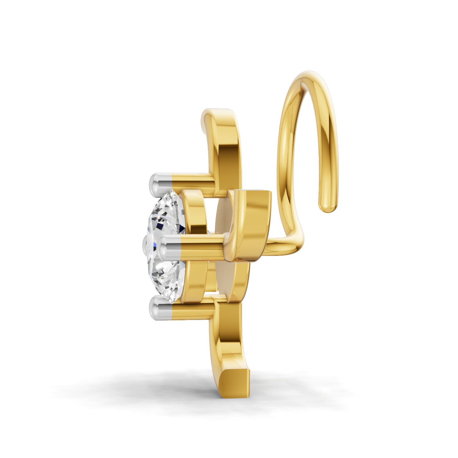 14K Gold 0.5 Carat Diamond Round Shape Nose Pin