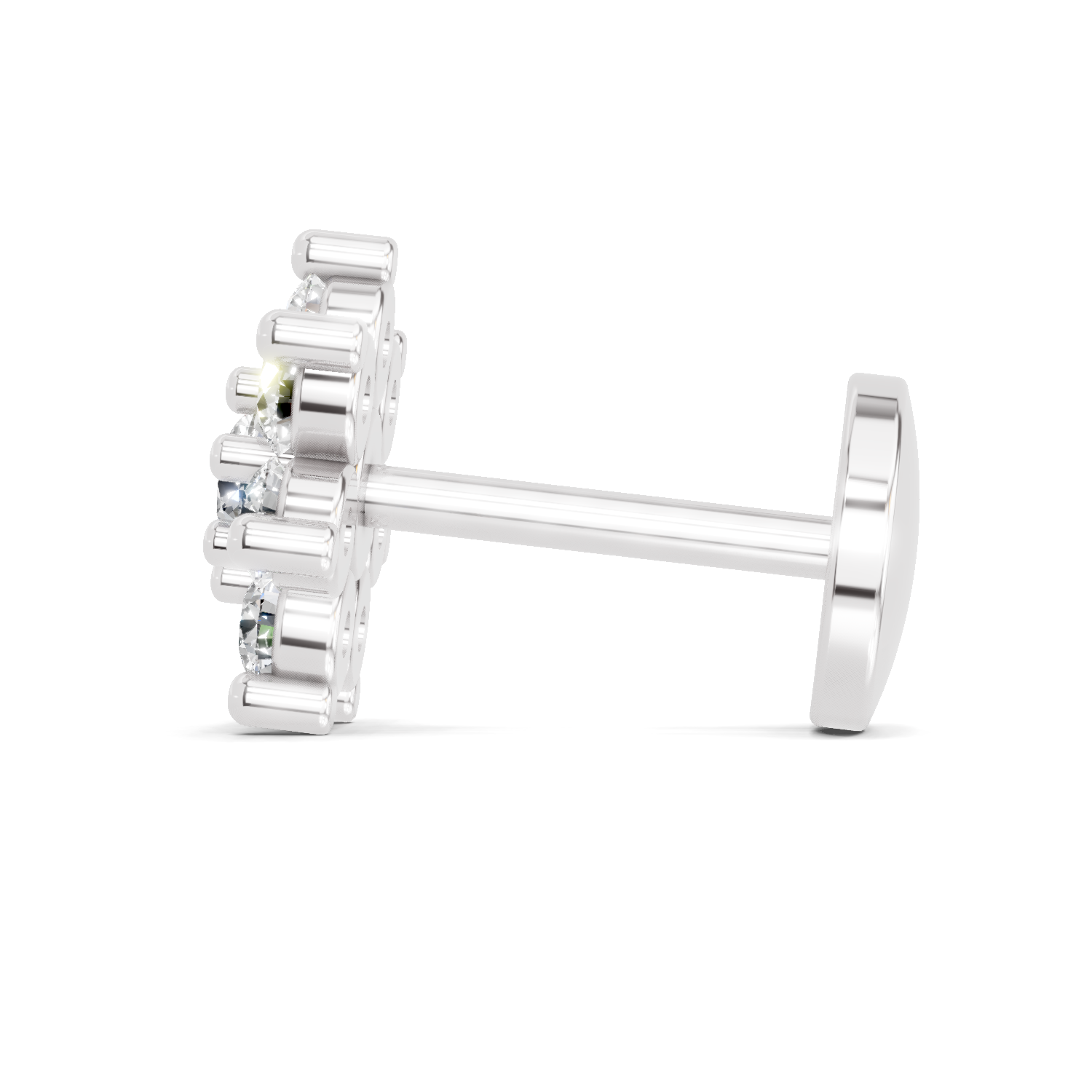 14K Gold-Screw 0.16 Carat Diamond Round Shape Celestial Nose Pin.