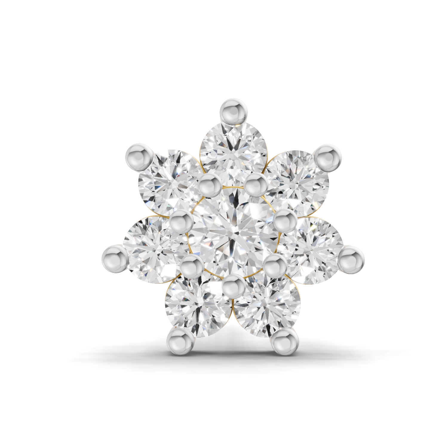 14K Gold-Screw 0.16 Carat Diamond Round Shape Celestial Nose Pin.