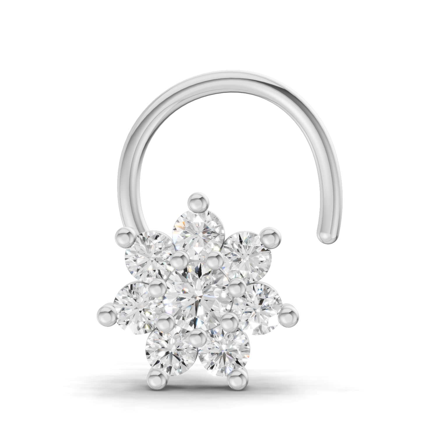 14K Gold 0.16 Carat Diamond Round Shape Celestial Nose Pin