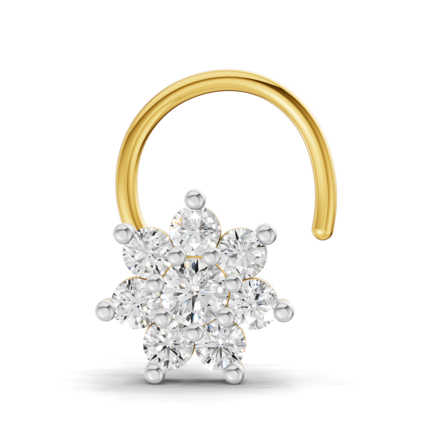 14K Gold 0.16 Carat Diamond Round Shape Celestial Nose Pin