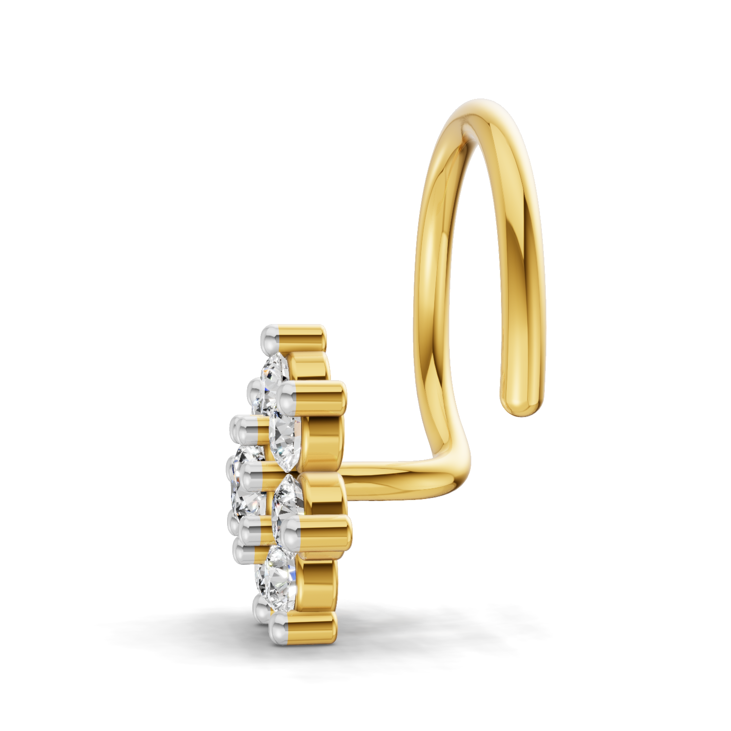 14K Gold 0.16 Carat Diamond Round Shape Celestial Nose Pin