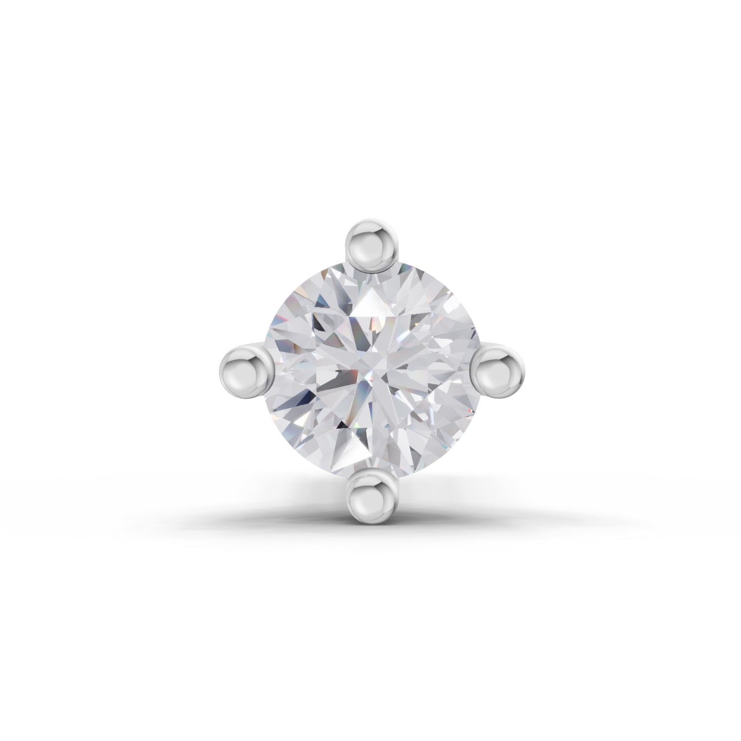 14K Yellow Gold 0.05 Carat Diamond Round Shape Solitaire Nose Pin