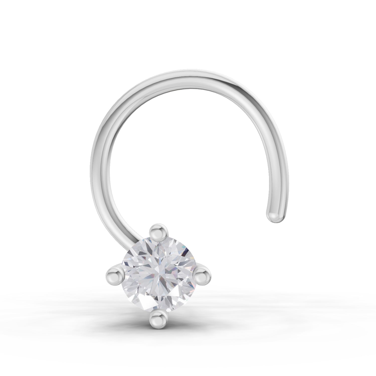 14K Yellow Gold 0.05 Ct Diamond Round Shape Solitaire Nose Pin
