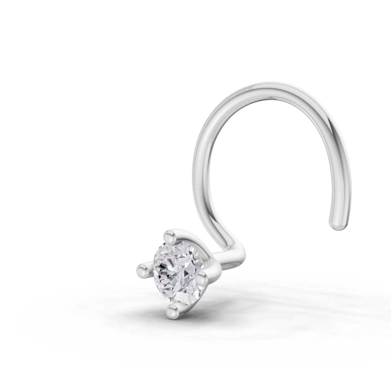 14K Yellow Gold 0.05 Ct Diamond Round Shape Solitaire Nose Pin