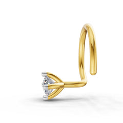 14K Yellow Gold 0.05 Ct Diamond Round Shape Solitaire Nose Pin
