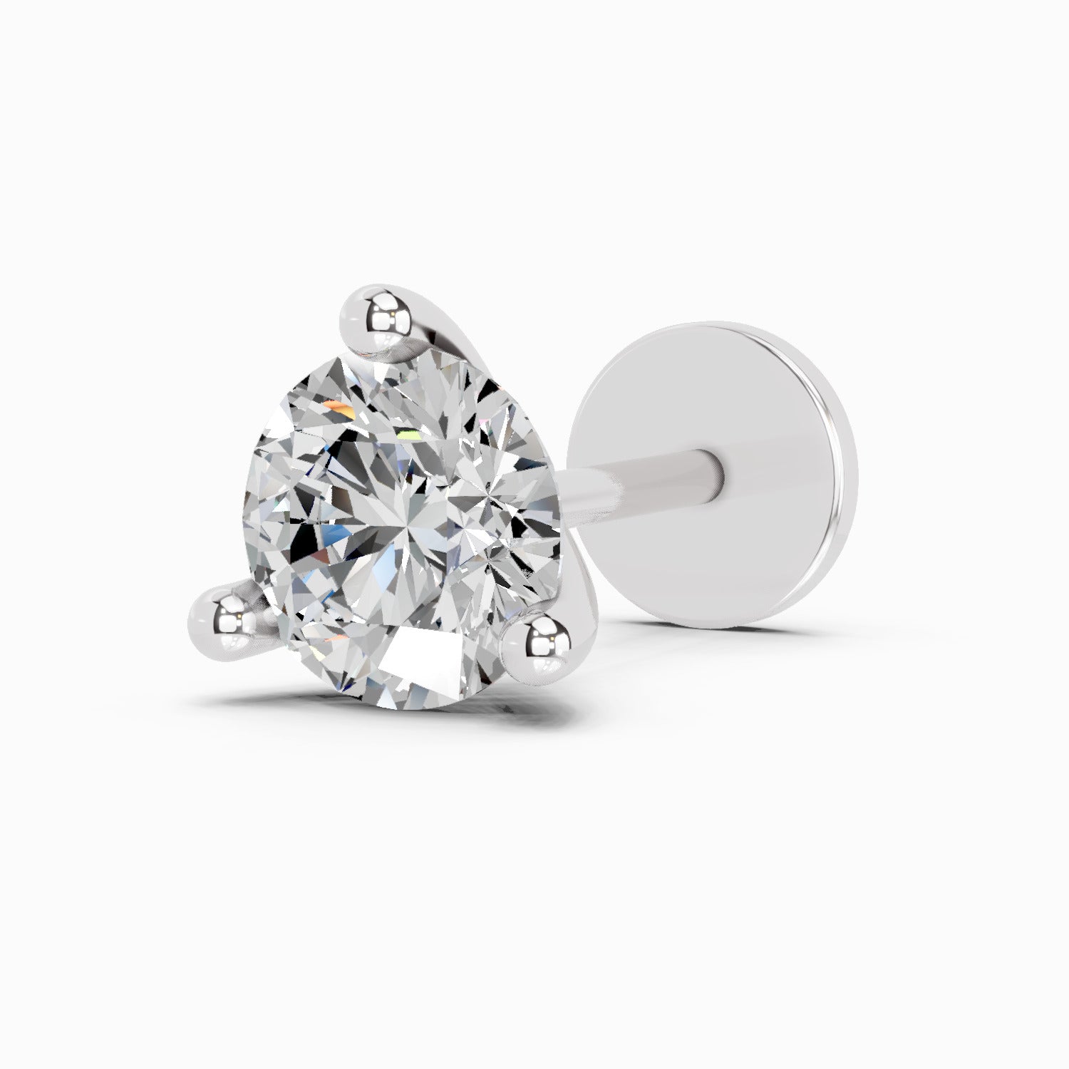 14K Yellow Gold 0.07 Carat Diamond Round Shape 3 Prong Solitaire Nose Pin
