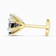 14K Yellow Gold 0.15 Carat Diamond  Round Shape 6 Prong Solitaire Nose Pin