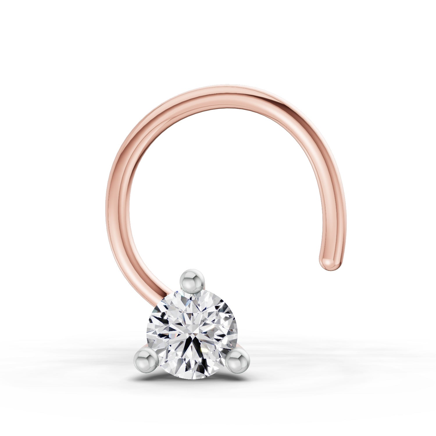 14K Gold 0.04 Ct Round Shape Solitaire Diamond Nose Pin