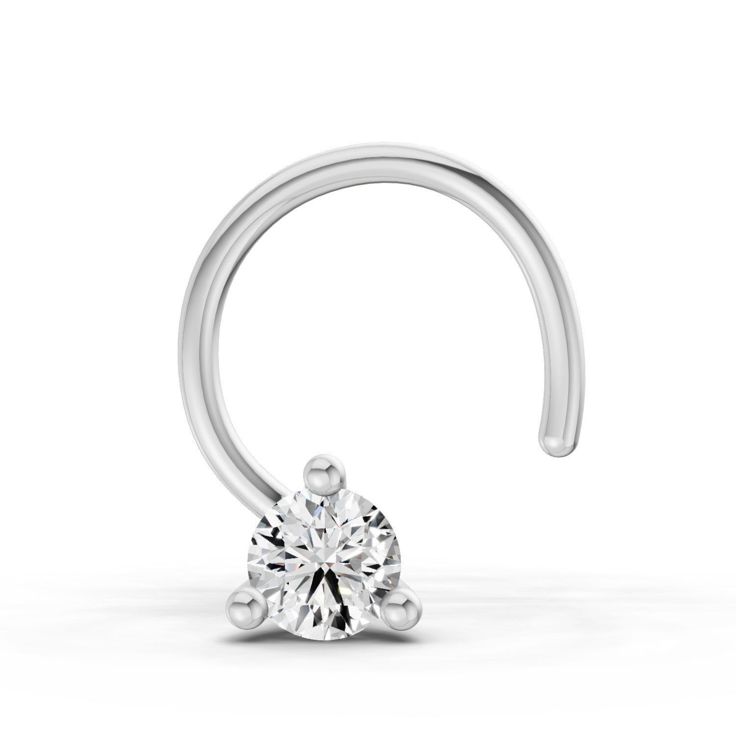 14K Gold 0.04 Ct Round Shape Solitaire Diamond Nose Pin