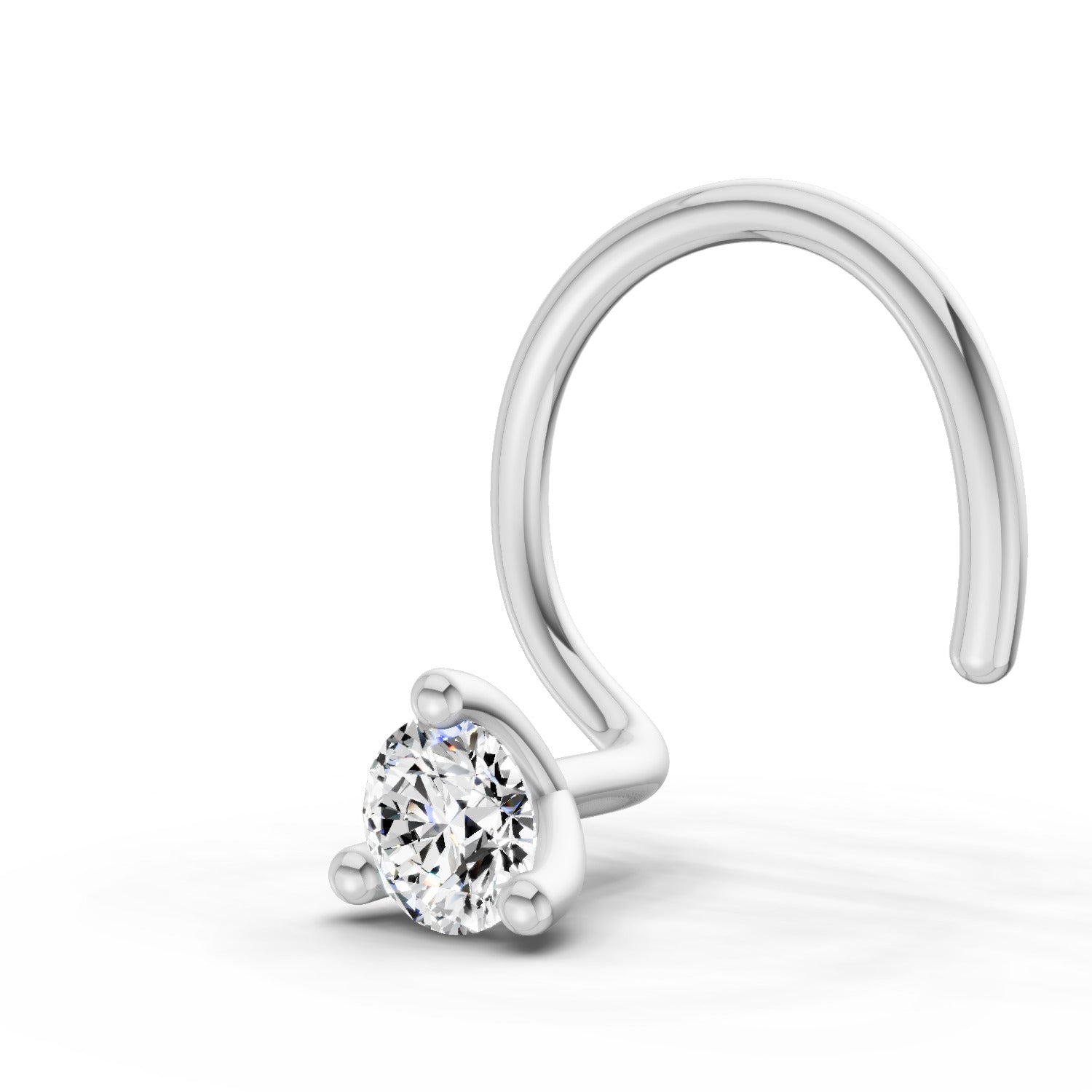 14K Gold 0.04 Ct Round Shape Solitaire Diamond Nose Pin