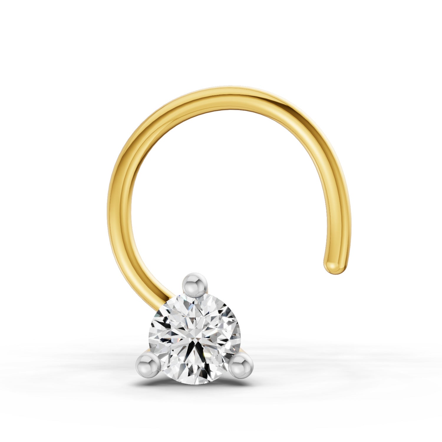 14K Gold 0.04 Ct Round Shape Solitaire Diamond Nose Pin