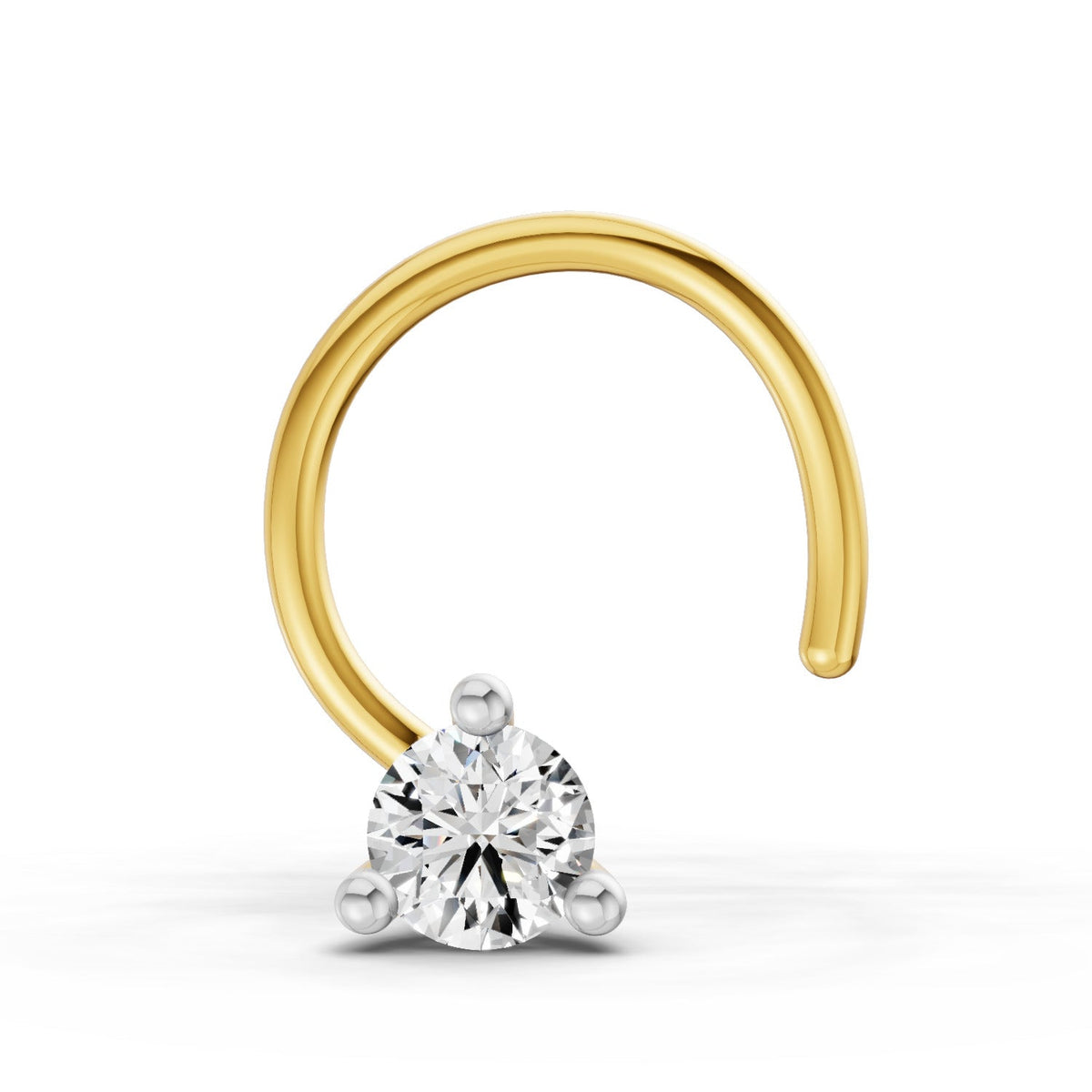 14K Gold 0.04 Ct Round Shape Solitaire Diamond Nose Pin