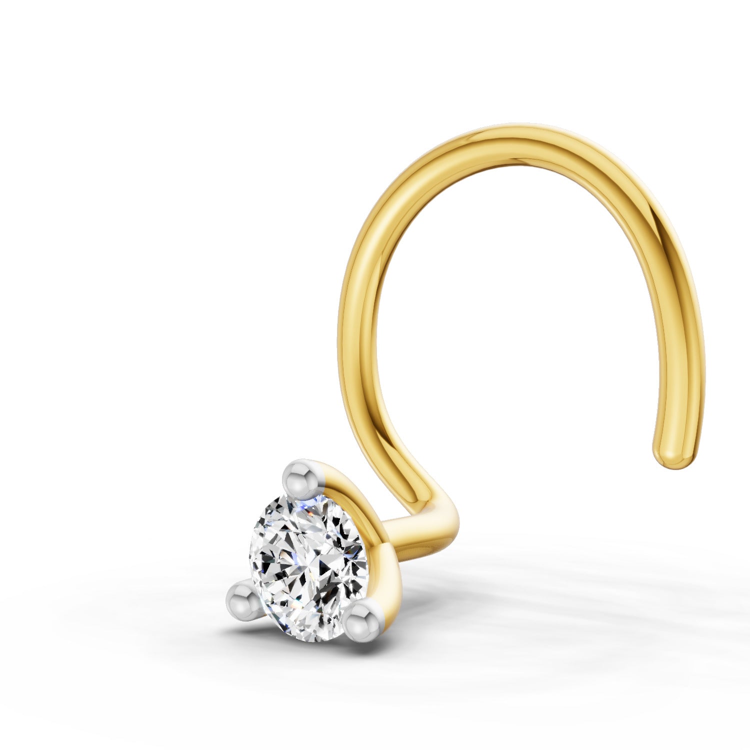 14K Gold 0.04 Ct Round Shape Solitaire Diamond Nose Pin