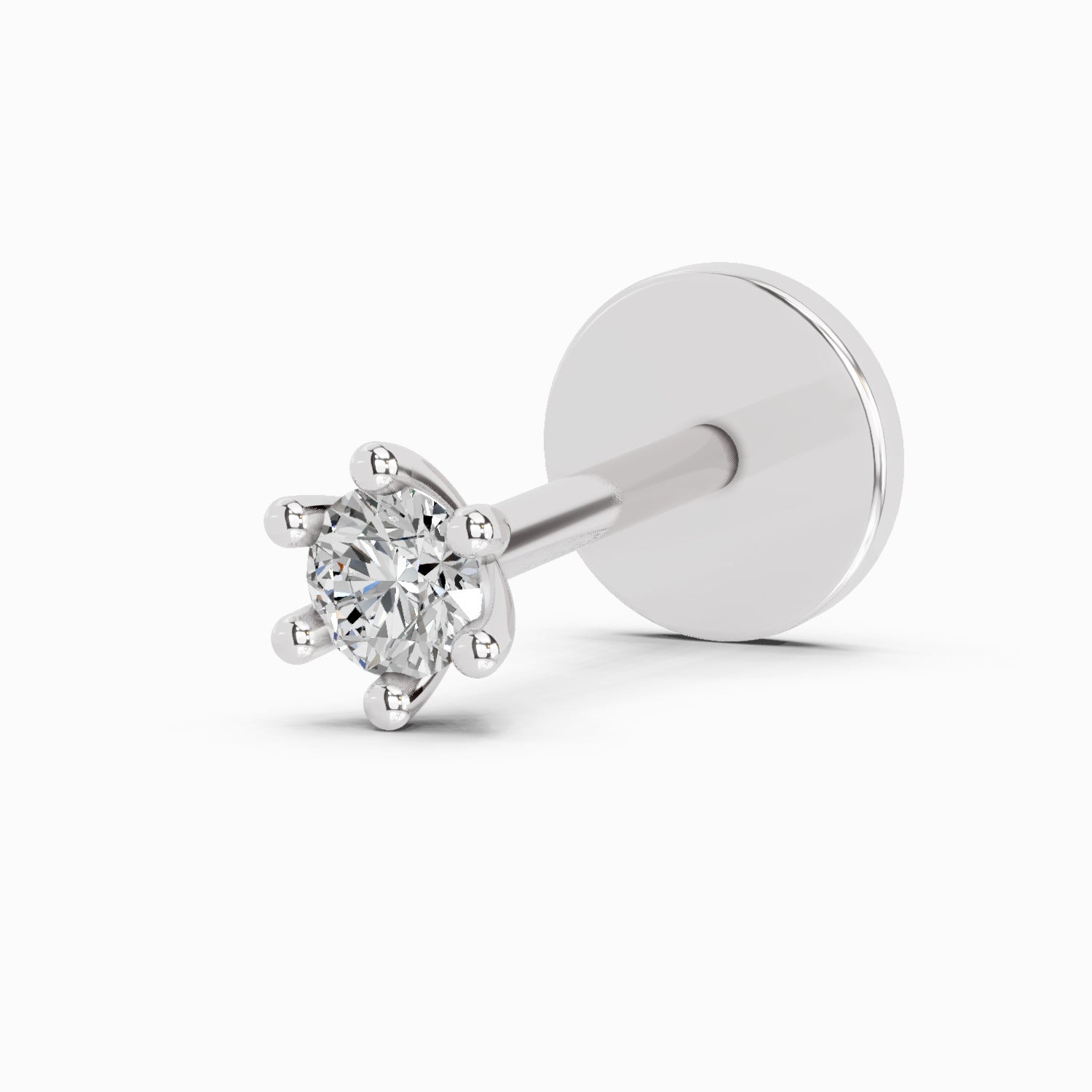 14K Gold 0.05 Ct Diamond Solitaire Round Shape Nose Pin