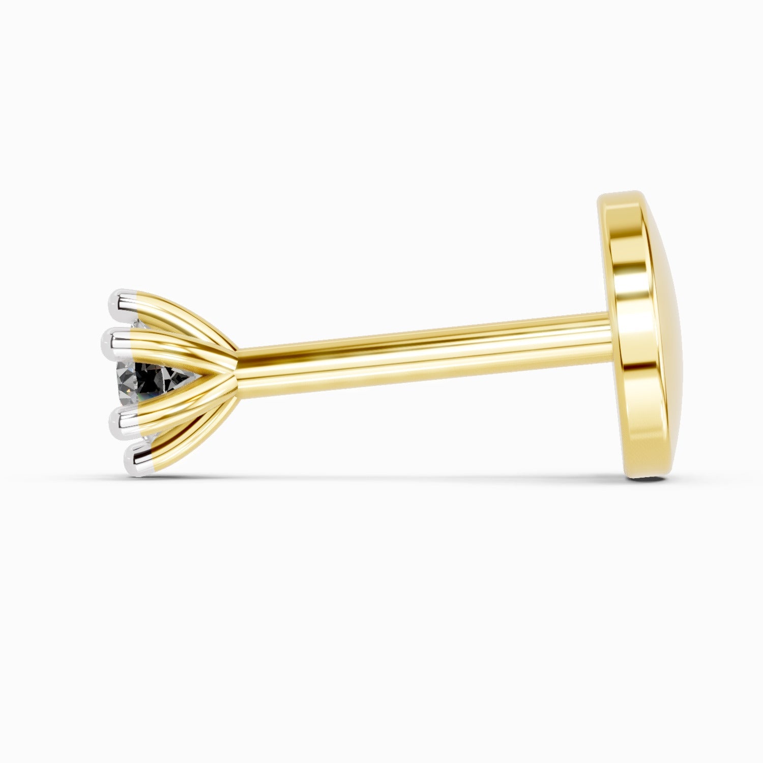 14K Gold 0.05 Ct Diamond Solitaire Round Shape Nose Pin
