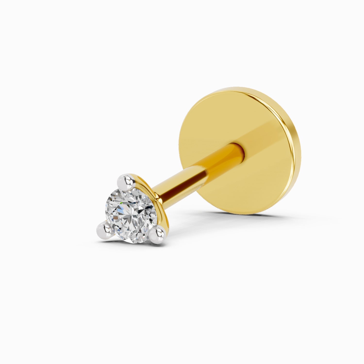 14K Gold 0.03 Ct Round Shape Solitaire Diamond Nose Pin